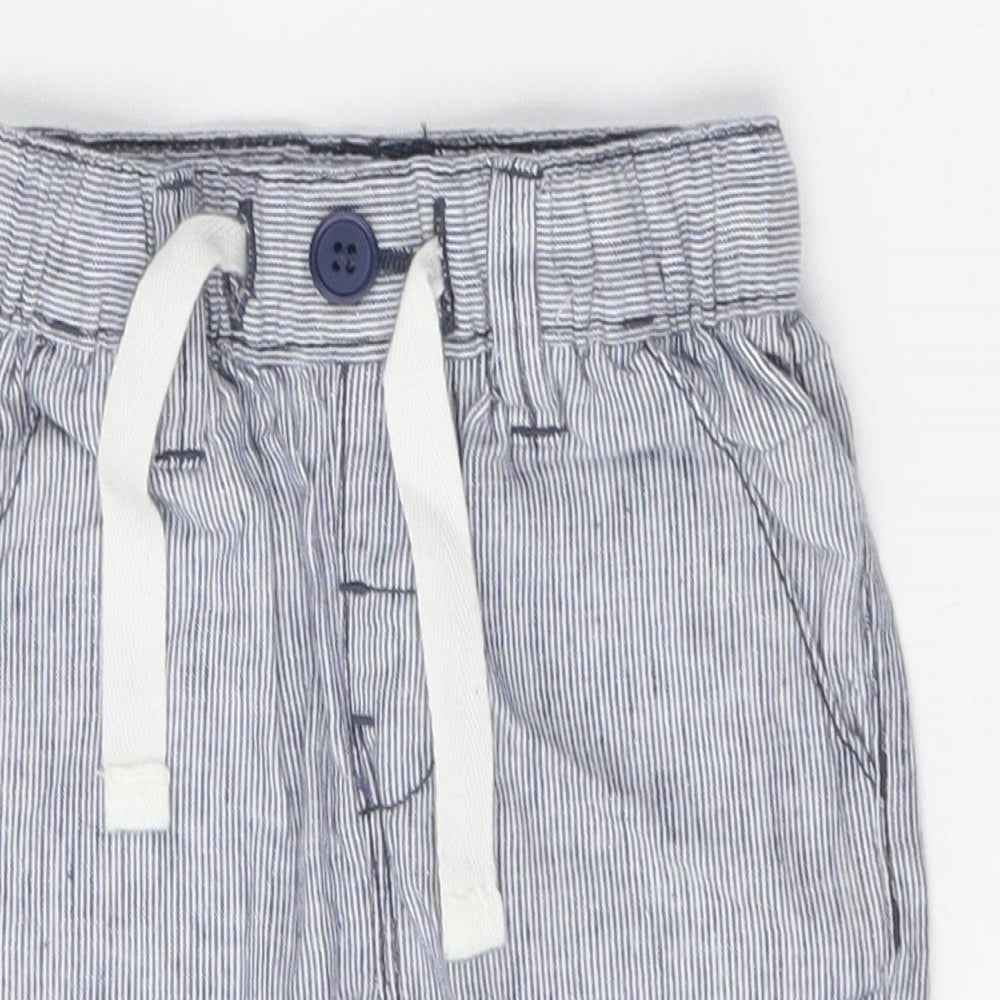 NEXT Boys Multicoloured Striped Linen Capri Trousers Size 3-6 Months  Drawstring