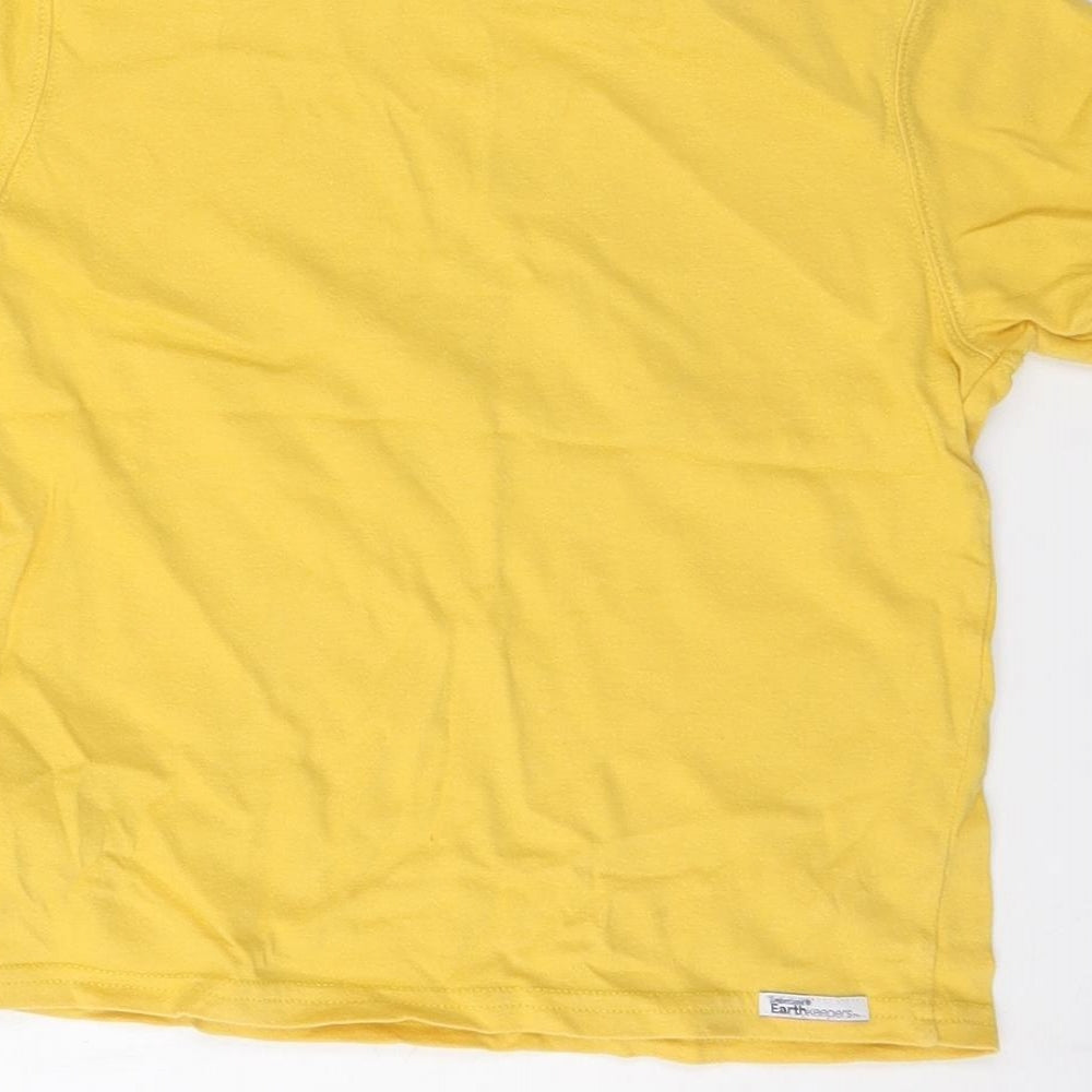 Timberland Boys Yellow  Cotton Basic T-Shirt Size 3 Years Round Neck Button