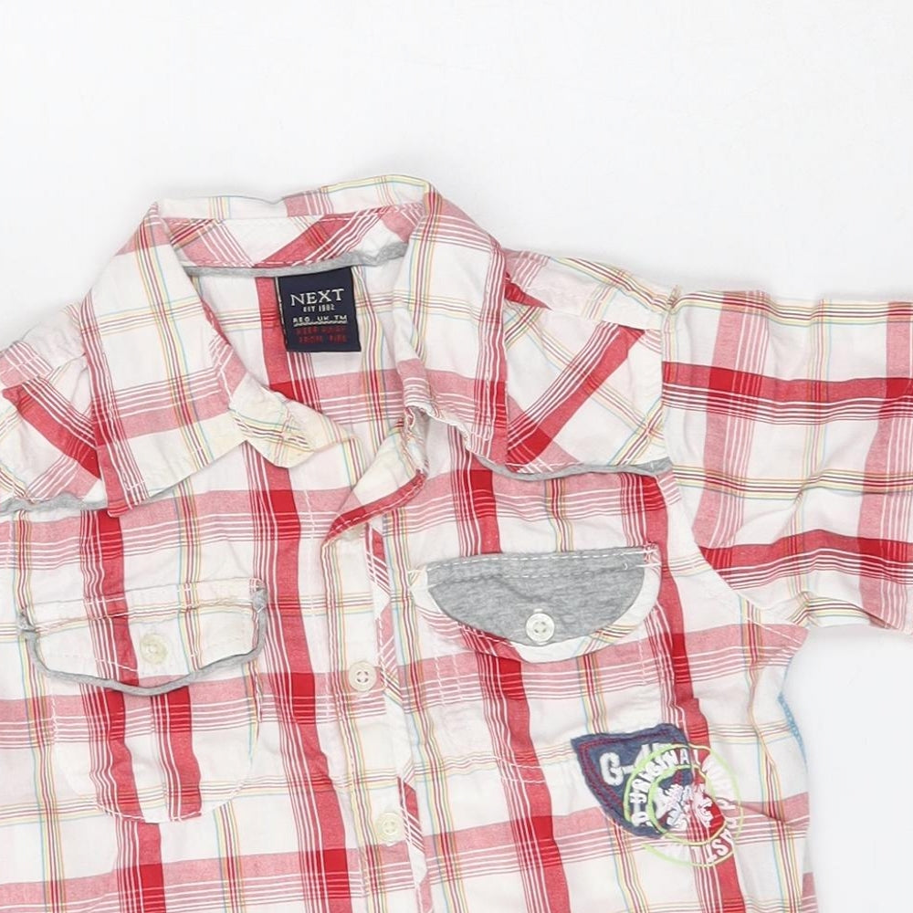NEXT Boys Multicoloured Plaid Cotton Basic Polo Size 2 Years Collared Button