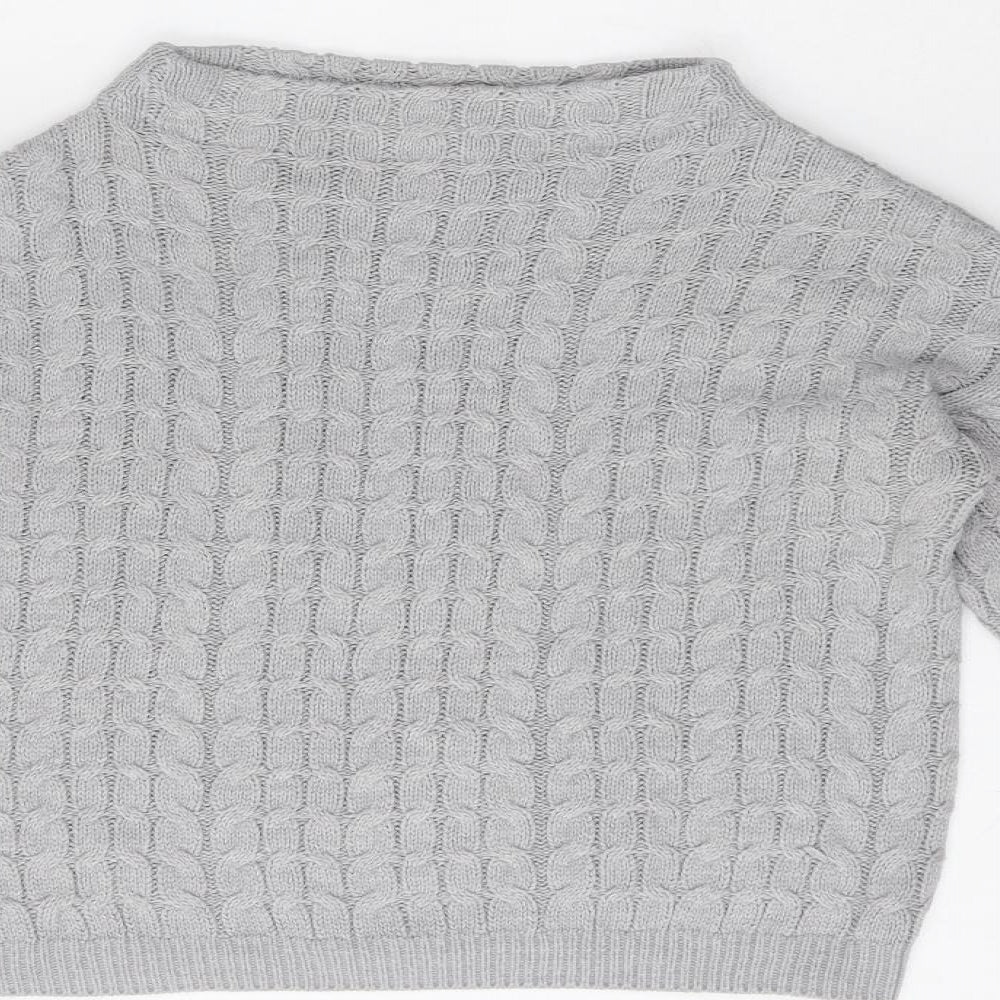 MNG Womens Grey Mock Neck  Acrylic Pullover Jumper Size S