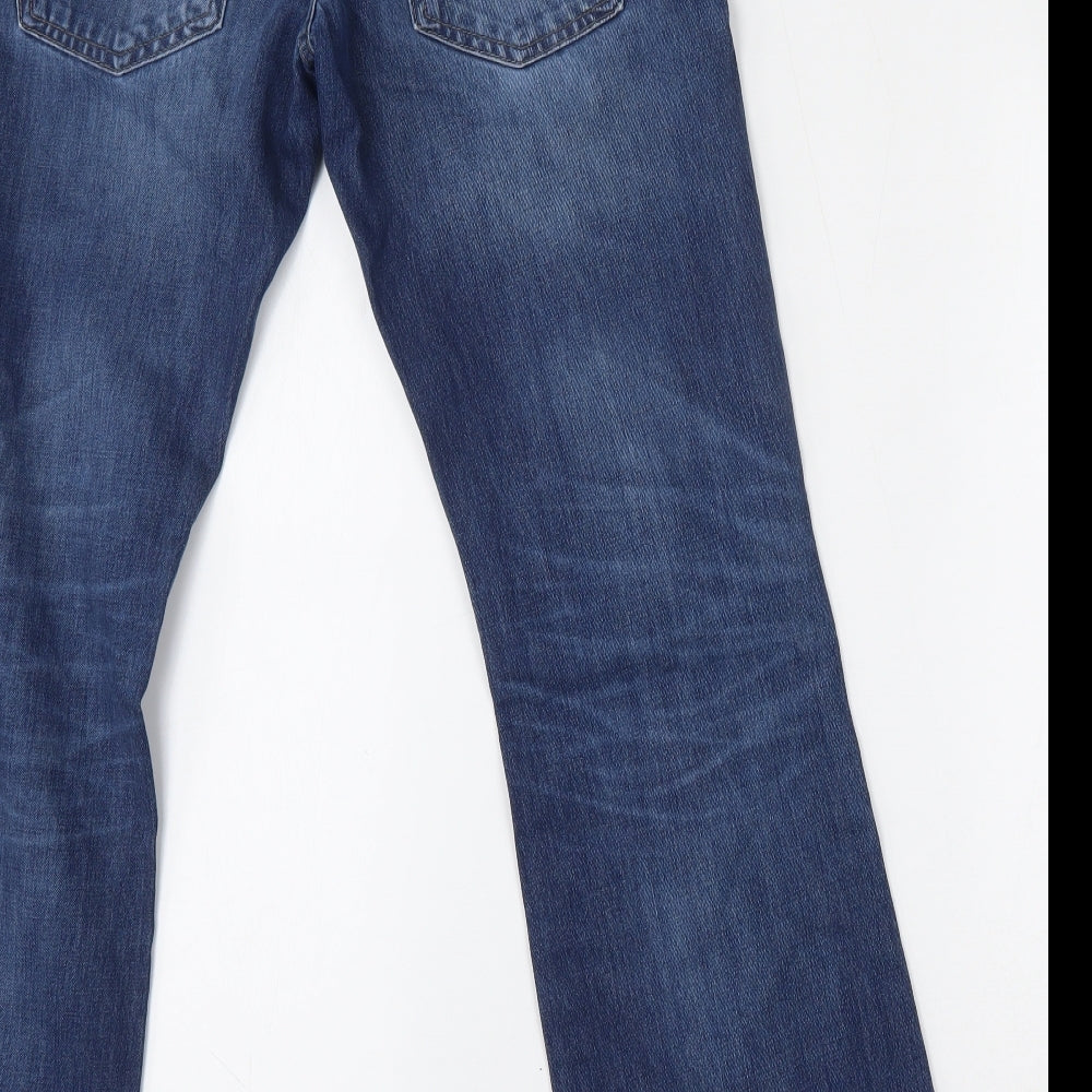Jack and Jones Mens Blue  Cotton Bootcut Jeans Size 30 L30 in Regular Button