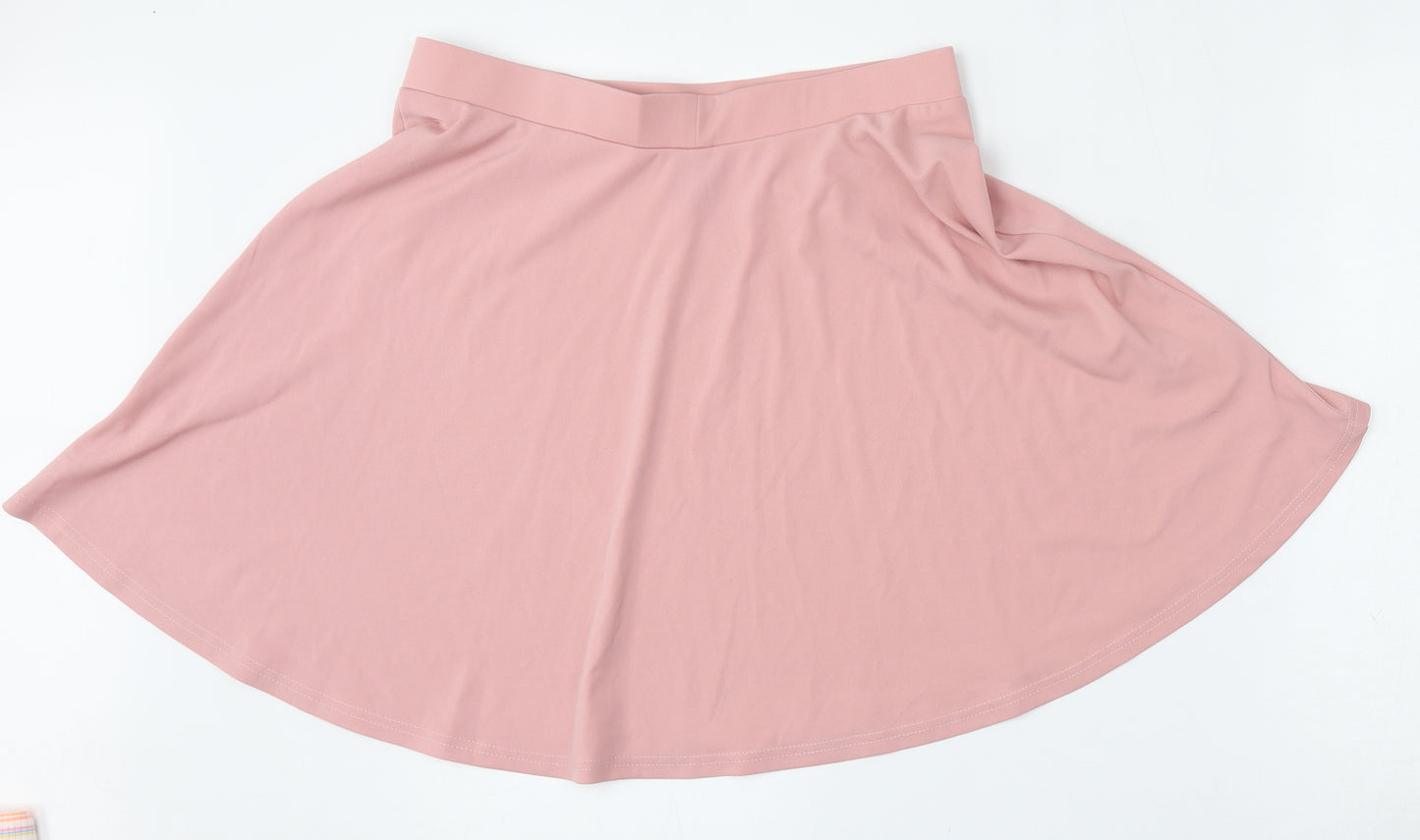 SheIn Womens Pink  Polyester Skater Skirt Size XL