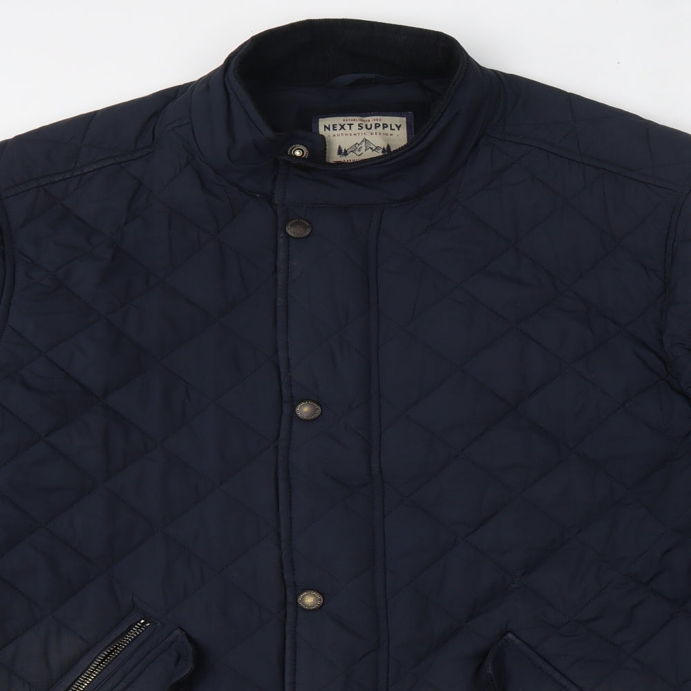 NEXT Mens Blue Argyle/Diamond  Puffer Jacket Jacket Size XL  Button