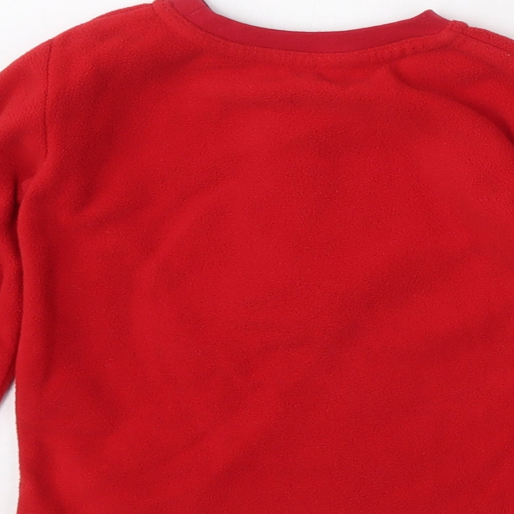 Dunnes Stores Girls Red  Polyester Basic T-Shirt Size 12-18 Months Round Neck  - Christmas