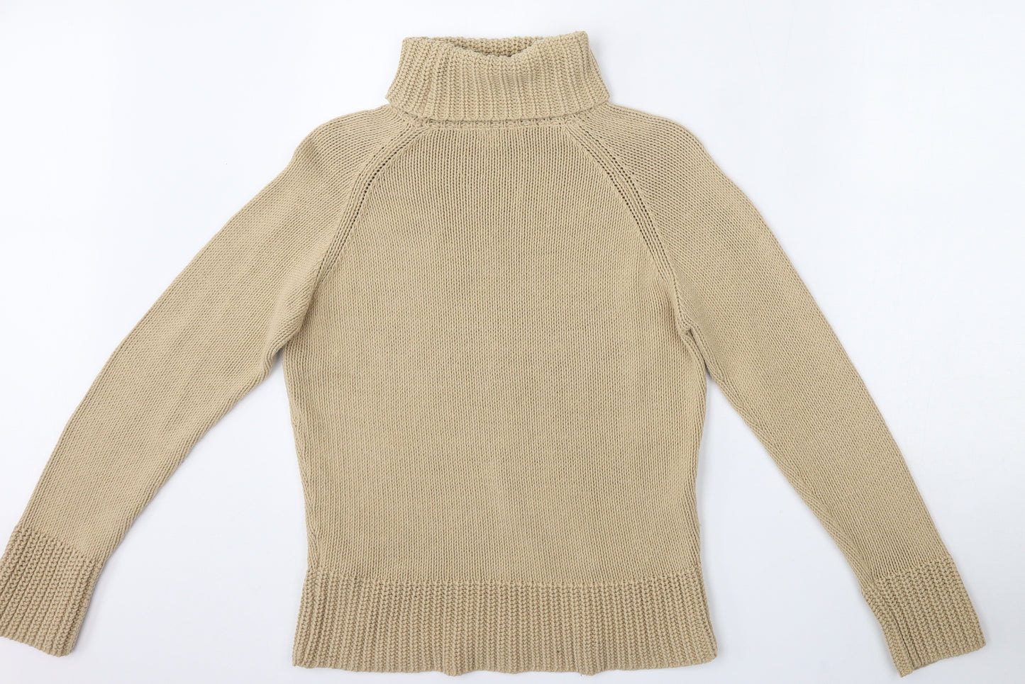 Debbie Morgan Womens Beige Roll Neck  Cotton Pullover Jumper Size L