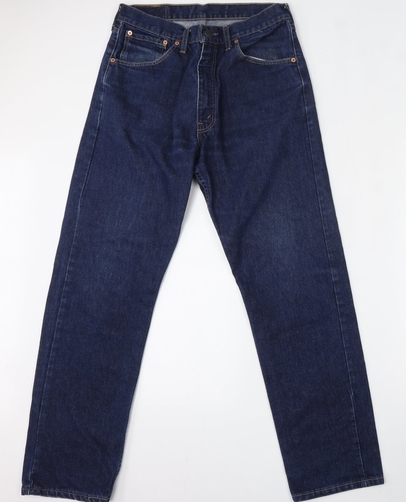 Levi's Mens Blue  Cotton Straight Jeans Size 34 L32 in Regular Button - Levi's 521