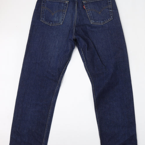 Levi's Mens Blue  Cotton Straight Jeans Size 34 L32 in Regular Button - Levi's 521