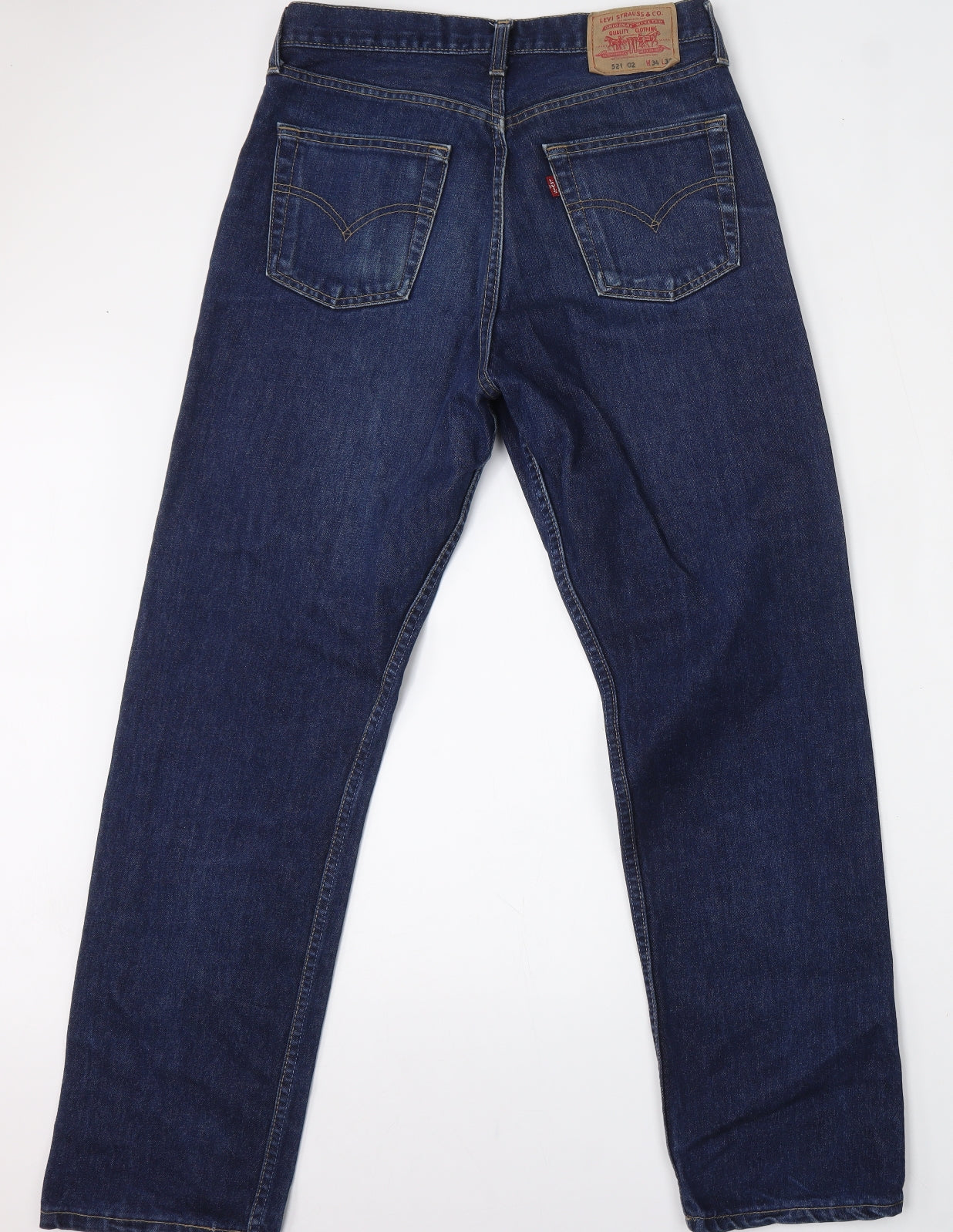Levi's Mens Blue  Cotton Straight Jeans Size 34 L32 in Regular Button - Levi's 521