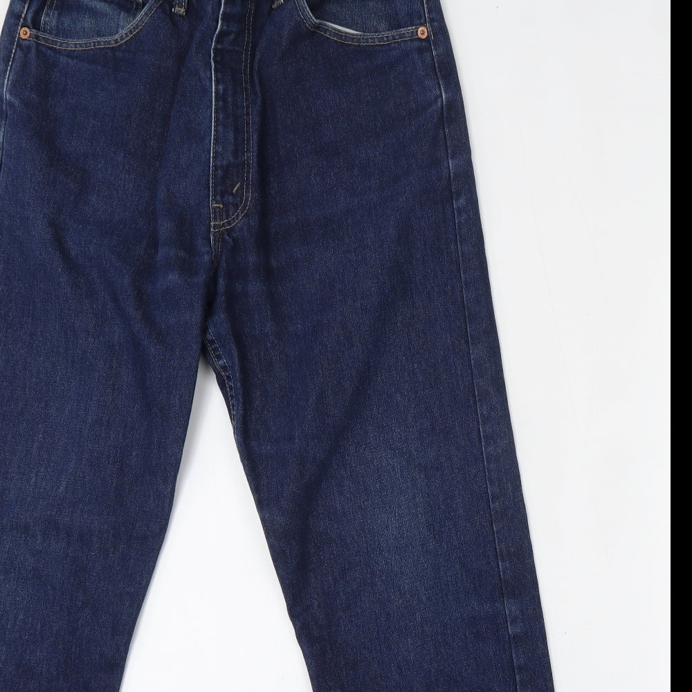 Levi's Mens Blue  Cotton Straight Jeans Size 34 L32 in Regular Button - Levi's 521