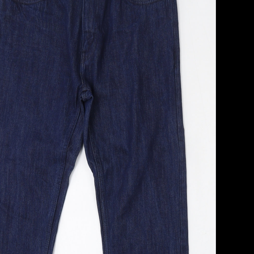 Industrialize Mens Blue  Cotton Straight Jeans Size 34 L30 in Relaxed Button