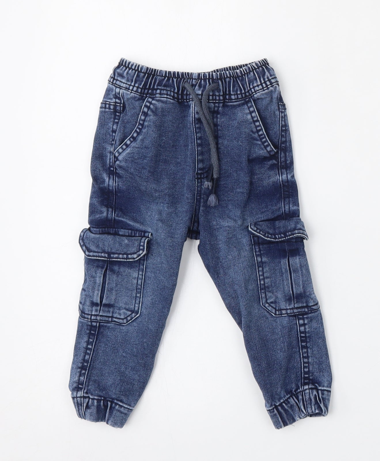 Dunnes Stores Boys Blue  Cotton Jogger Jeans Size 12-18 Months  Tie