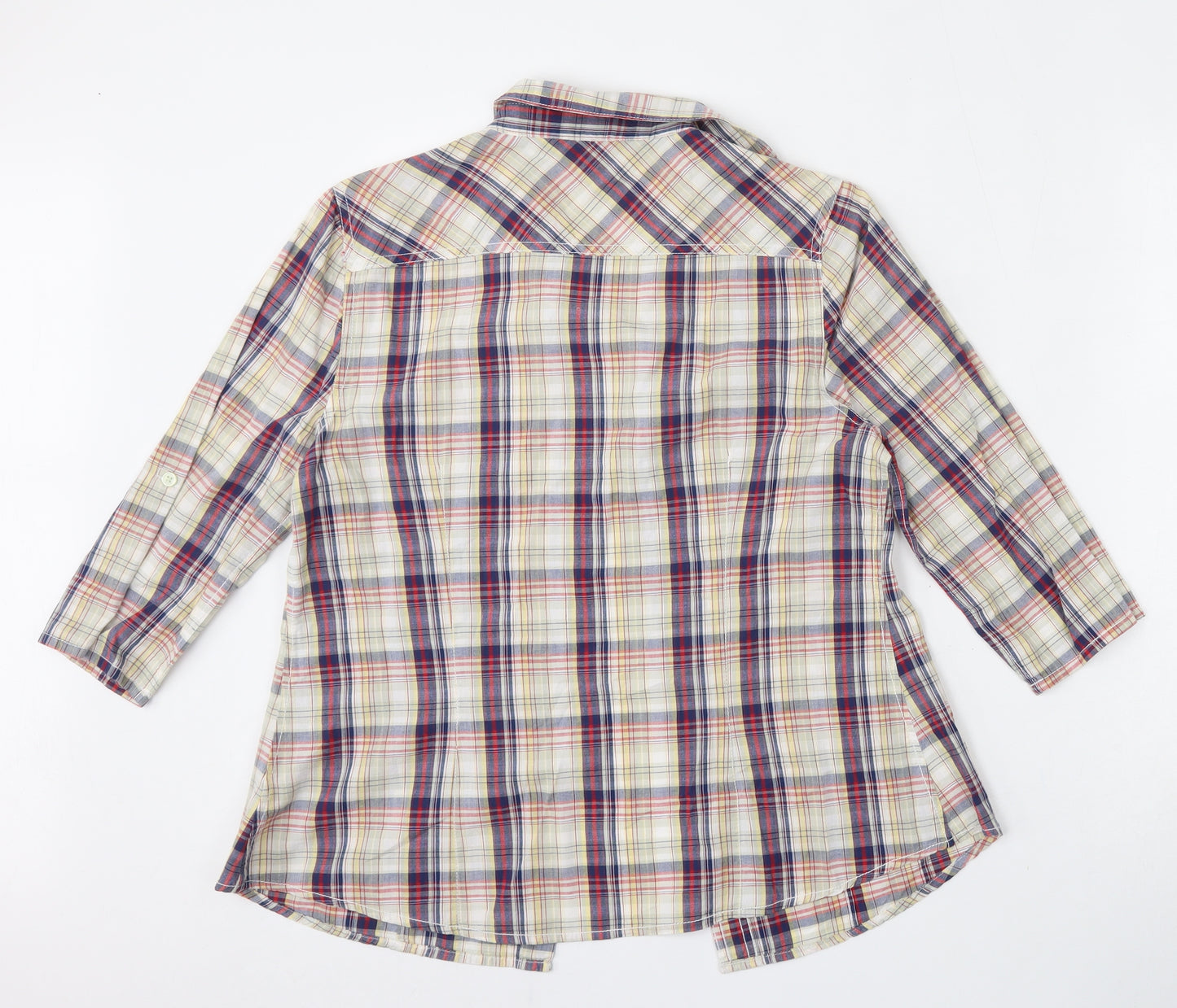 F&F Womens Multicoloured Plaid Cotton Basic Button-Up Size 16 Collared