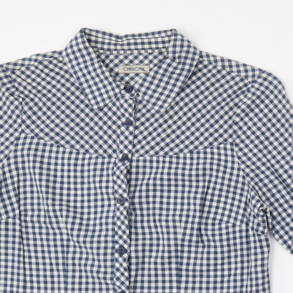Cherokee Womens Multicoloured Check Cotton Basic Button-Up Size 16 Collared