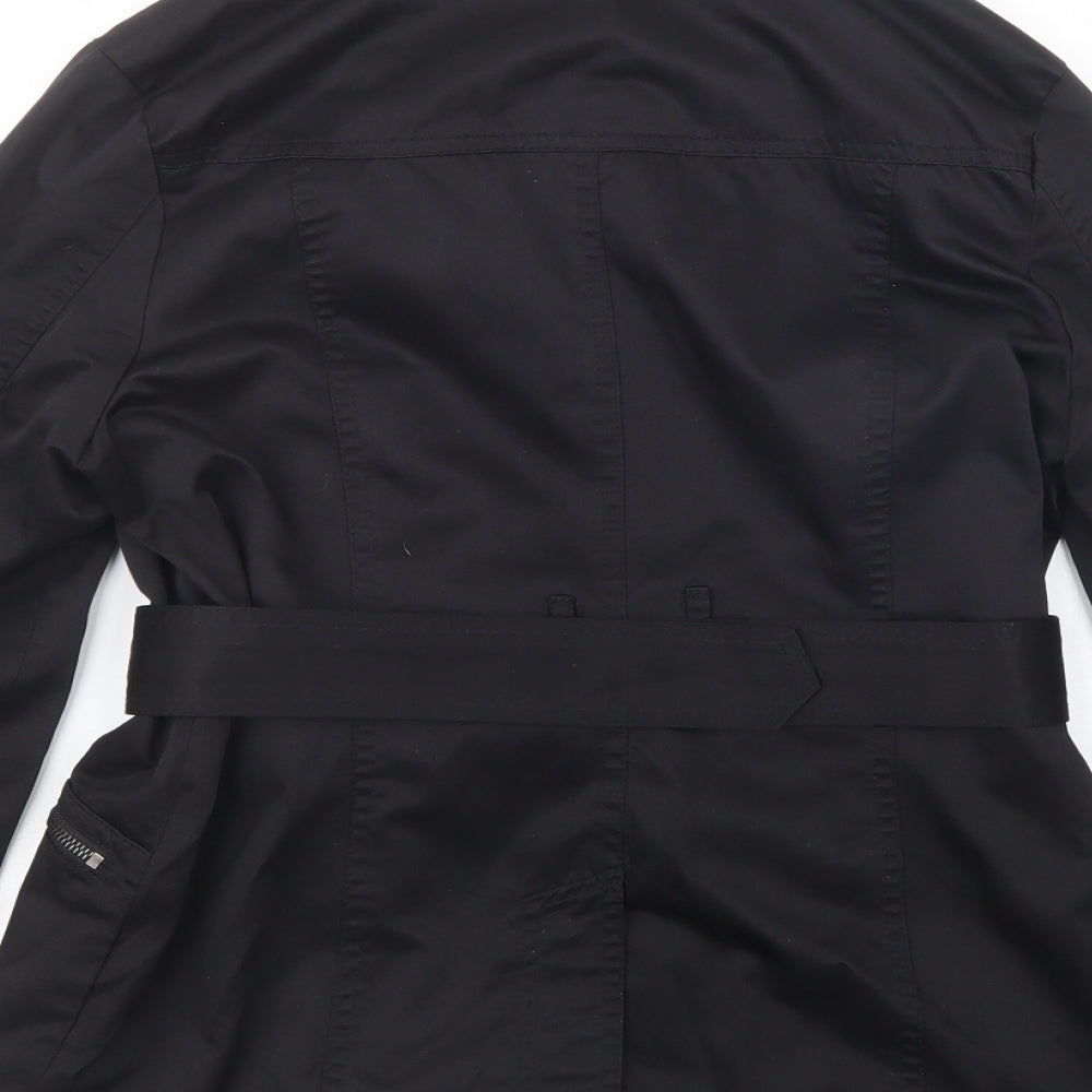 NEXT Womens Black   Trench Coat Jacket Size 10  Button