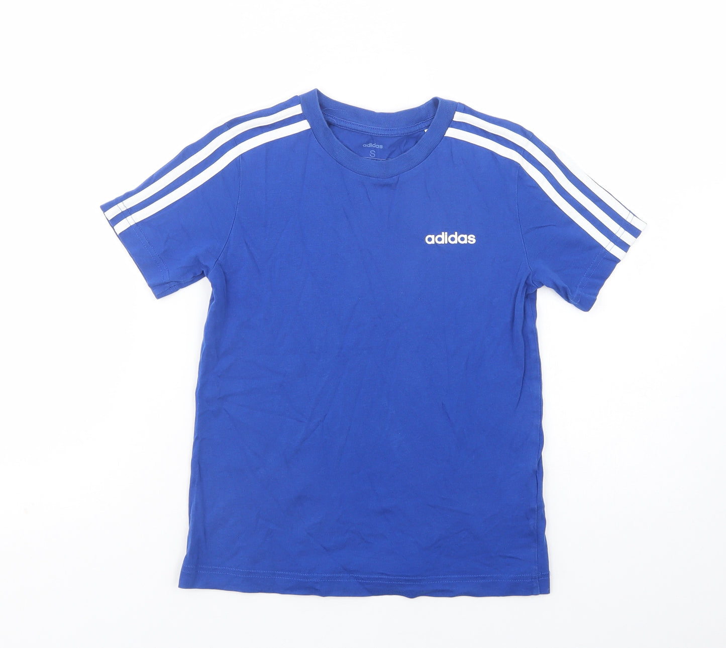 adidas Boys Blue  Cotton Pullover T-Shirt Size 9-10 Years Crew Neck Pullover