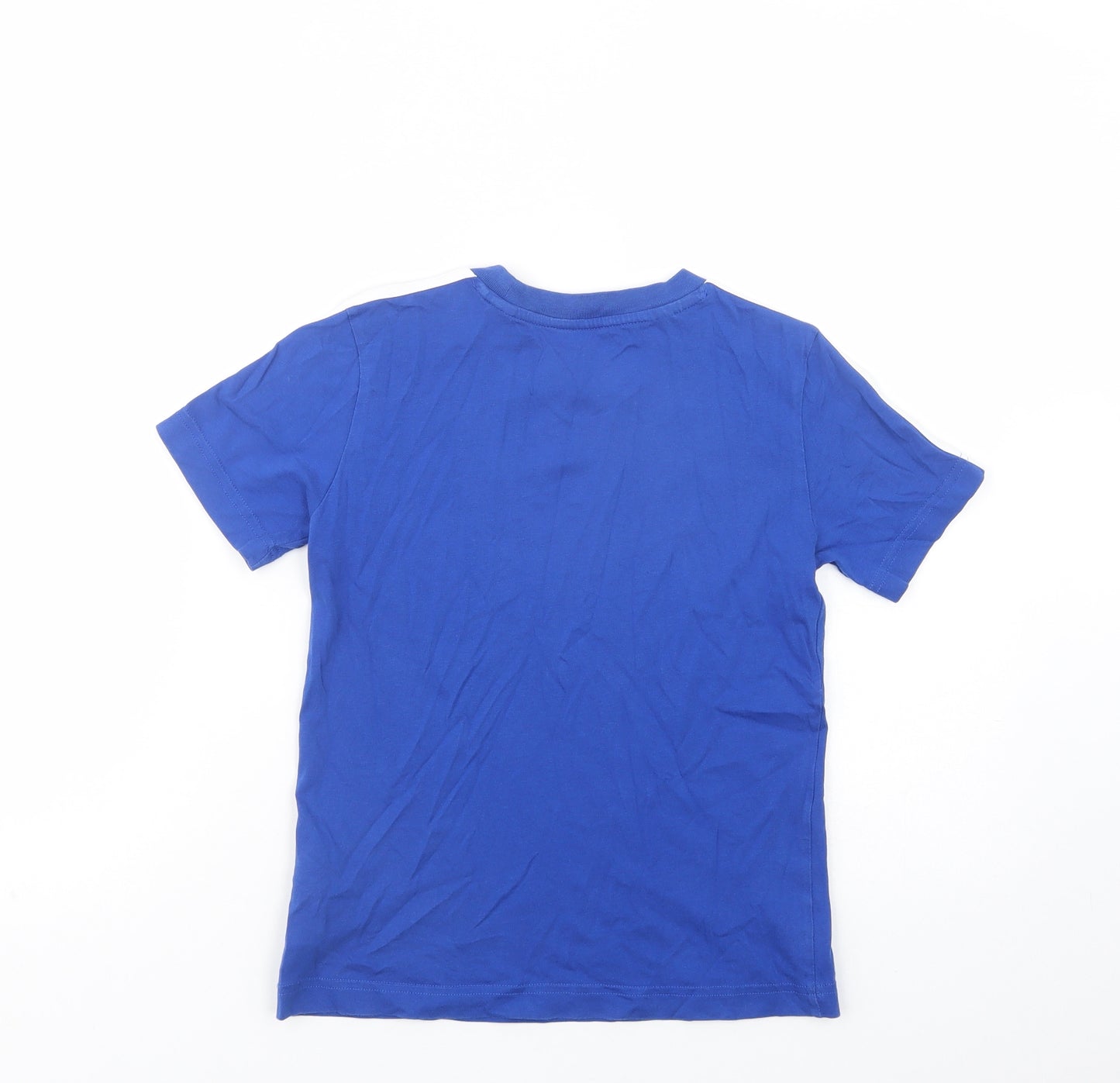 adidas Boys Blue  Cotton Pullover T-Shirt Size 9-10 Years Crew Neck Pullover