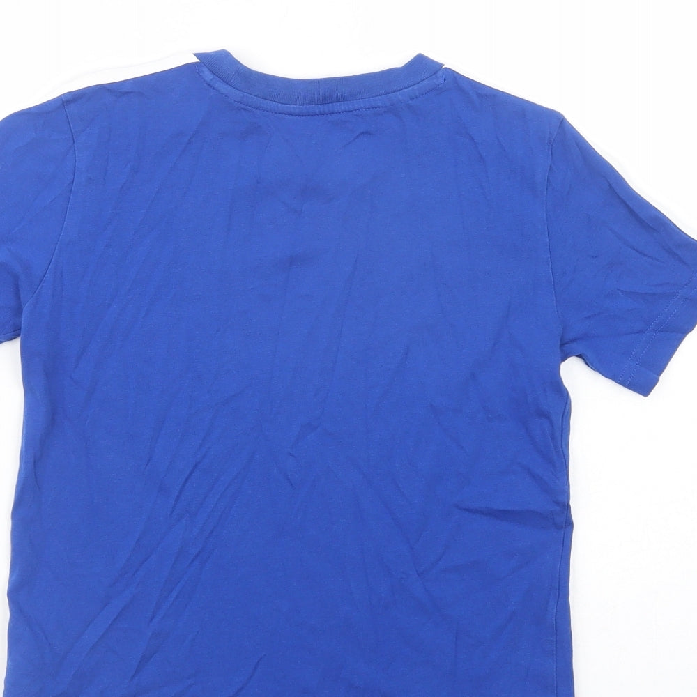 adidas Boys Blue  Cotton Pullover T-Shirt Size 9-10 Years Crew Neck Pullover
