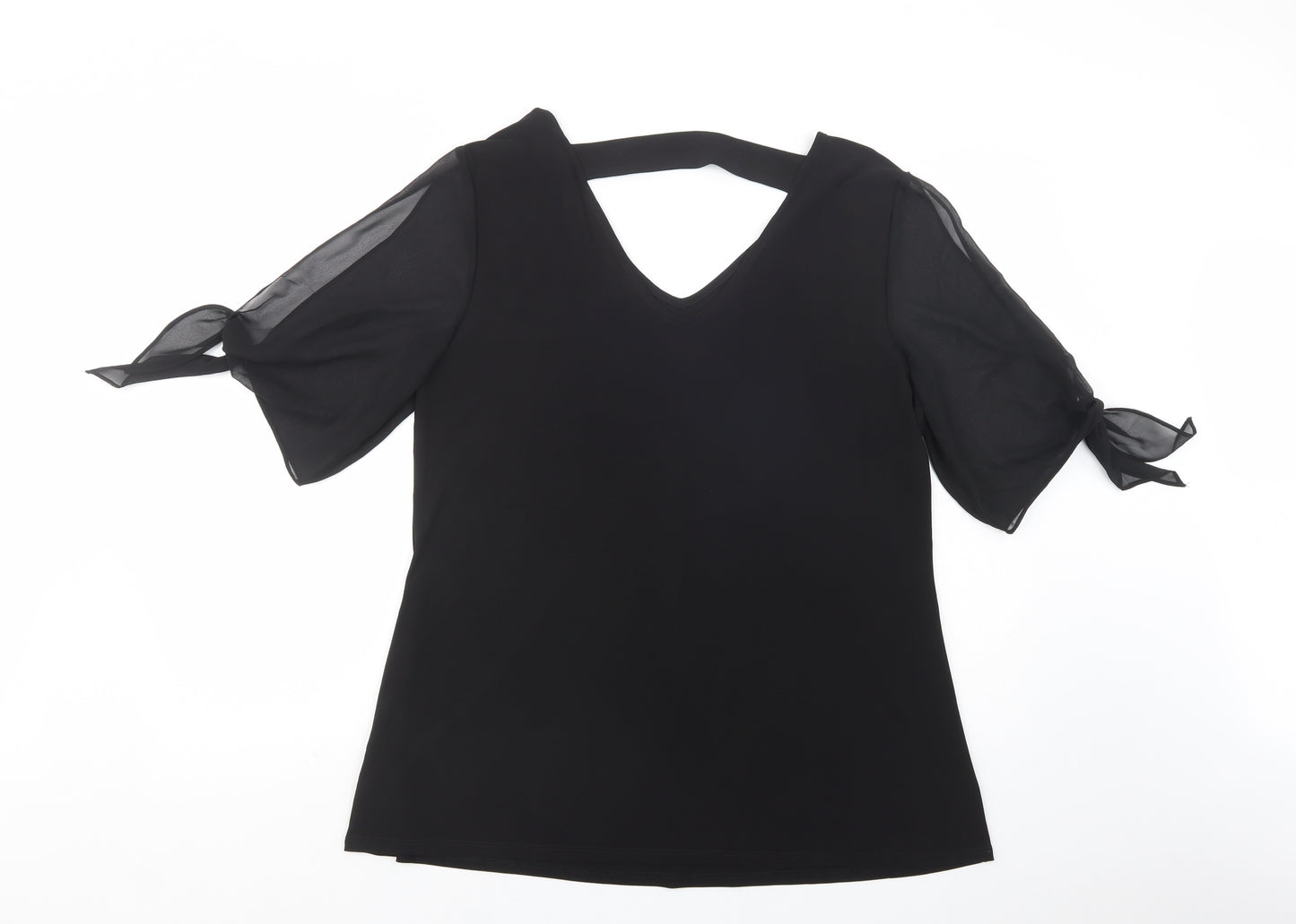 Coco Bianco Womens Black  Polyester Tunic Blouse Size XL V-Neck - Cold Shoulder