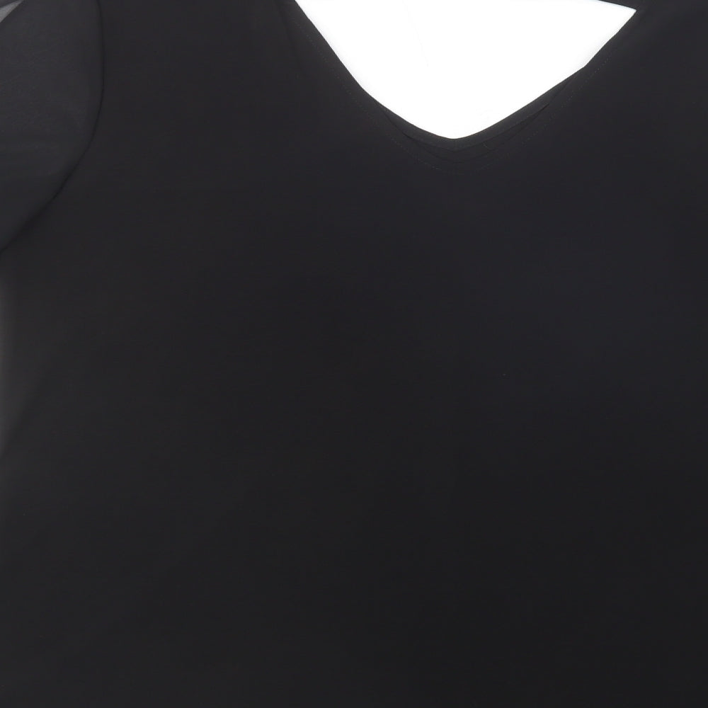 Coco Bianco Womens Black  Polyester Tunic Blouse Size XL V-Neck - Cold Shoulder