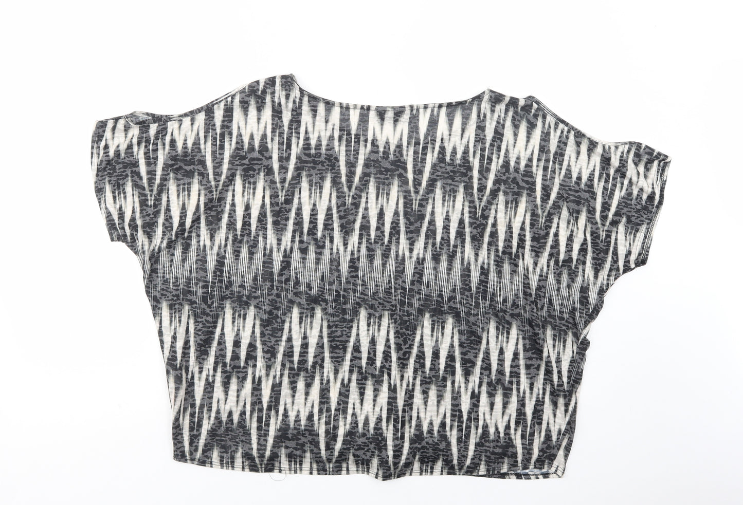 Wallis Womens Black Geometric Polyester Basic Blouse Size L Boat Neck