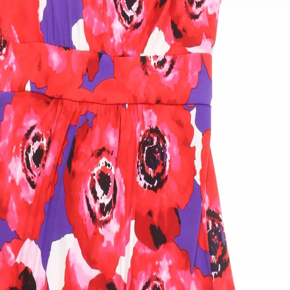 Nina Leonard Womens Multicoloured Floral Polyester Maxi  Size XL  V-Neck Pullover