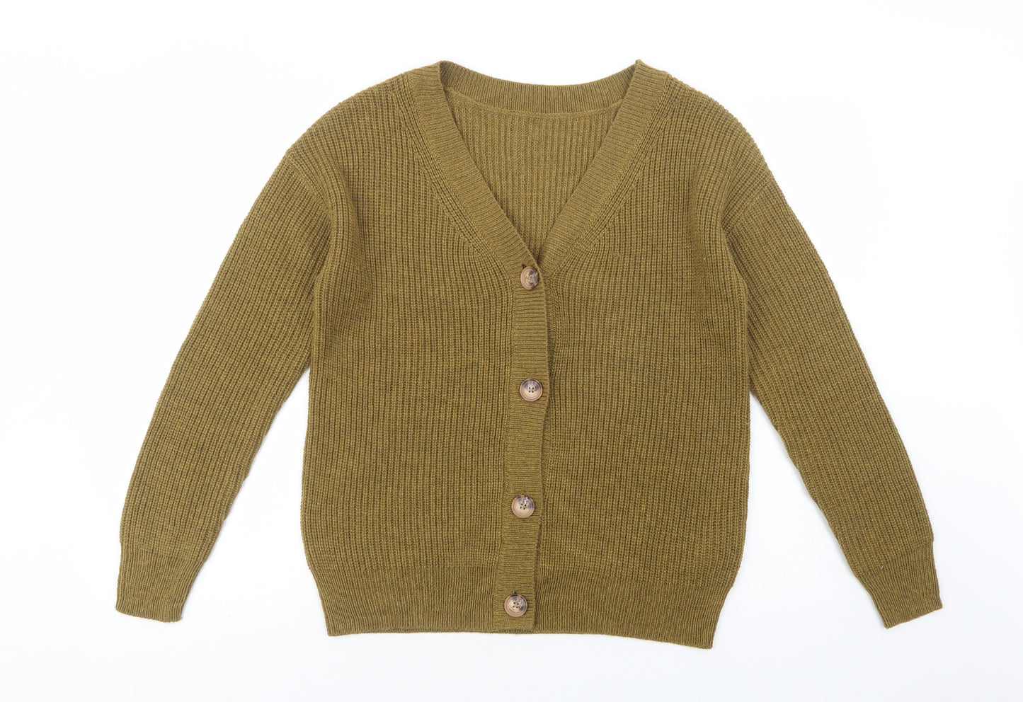 VILA Womens Green V-Neck  Acrylic Cardigan Jumper Size L