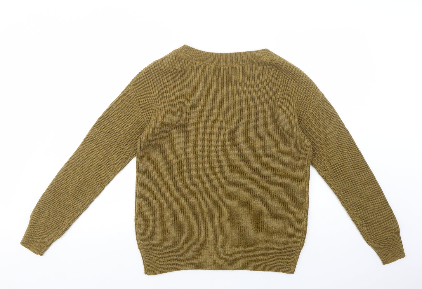VILA Womens Green V-Neck  Acrylic Cardigan Jumper Size L