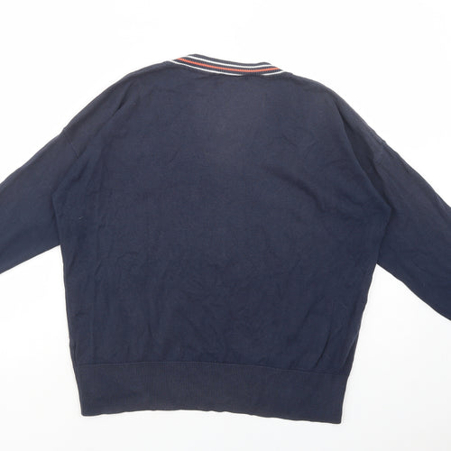 Marks and Spencer Womens Blue V-Neck  Cotton Pullover Jumper Size S