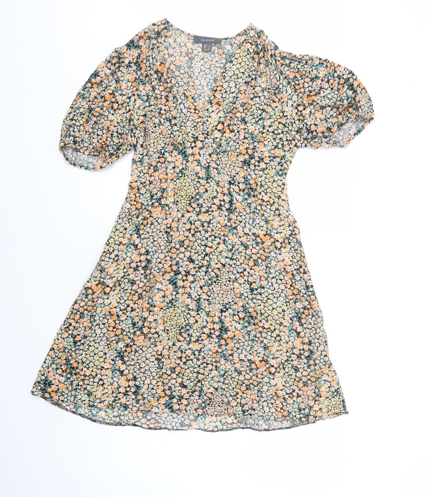 Primark Womens Multicoloured Floral Viscose Fit & Flare  Size 10  V-Neck Pullover