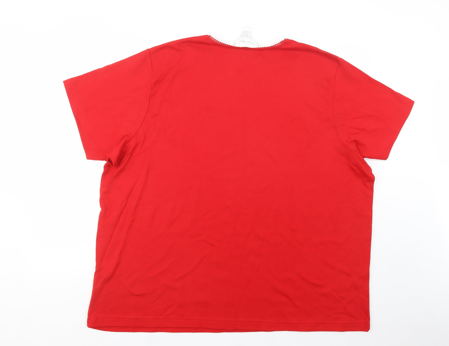 Style Inc Womens Red  Cotton Basic T-Shirt Size 3XL Crew Neck
