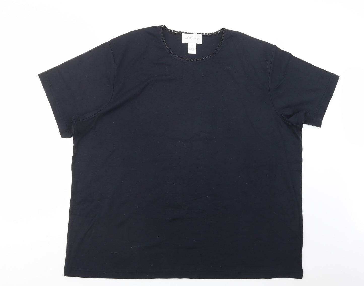 Style Inc Womens Blue  Cotton Basic T-Shirt Size 3XL Crew Neck