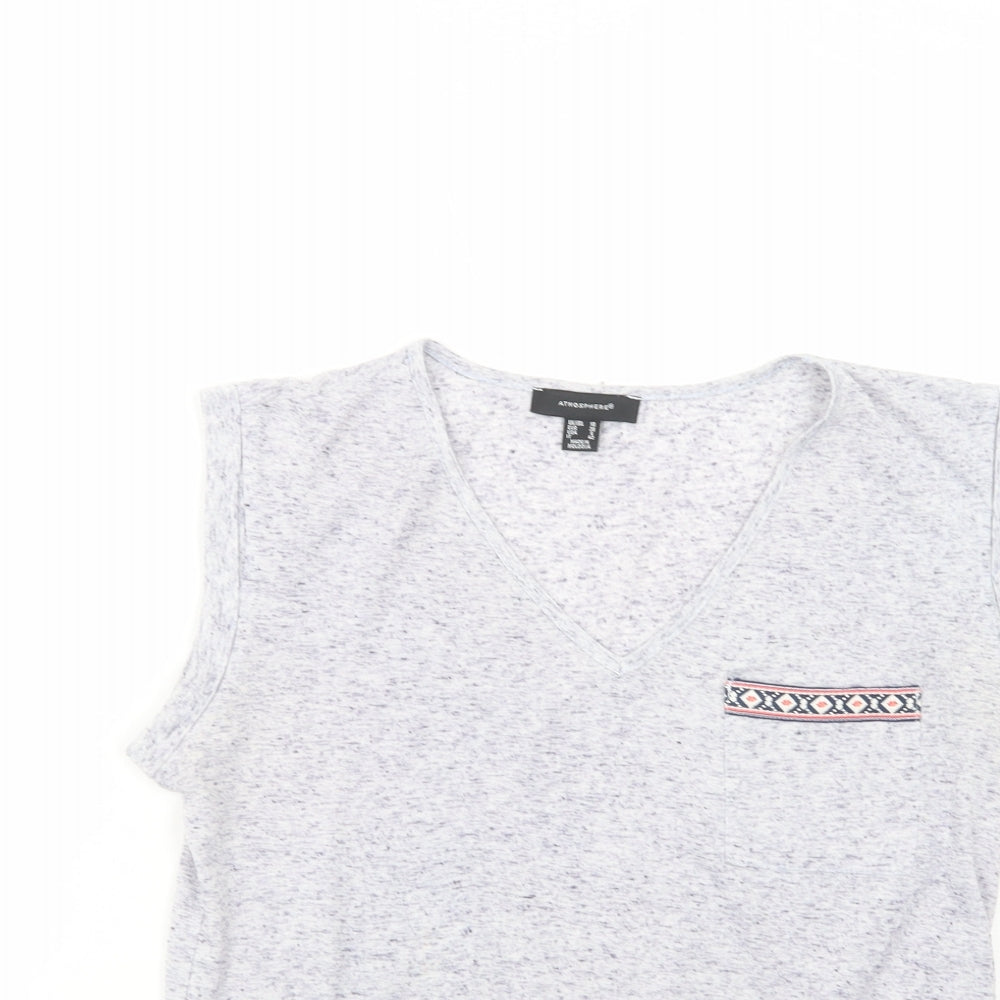 Atmosphere Womens Blue  Polyester Basic T-Shirt Size 10 V-Neck