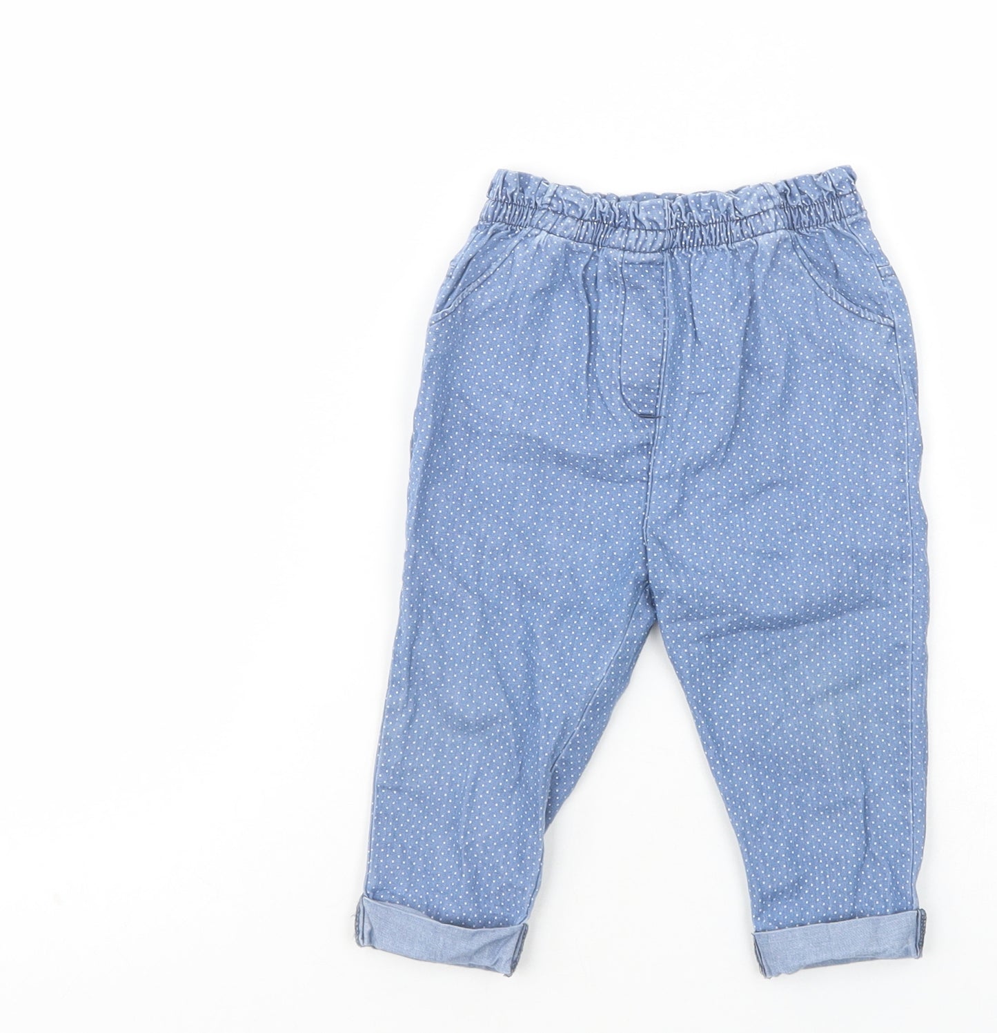 NEXT Baby Blue Polka Dot Cotton Jogger Trousers Size 9-12 Months