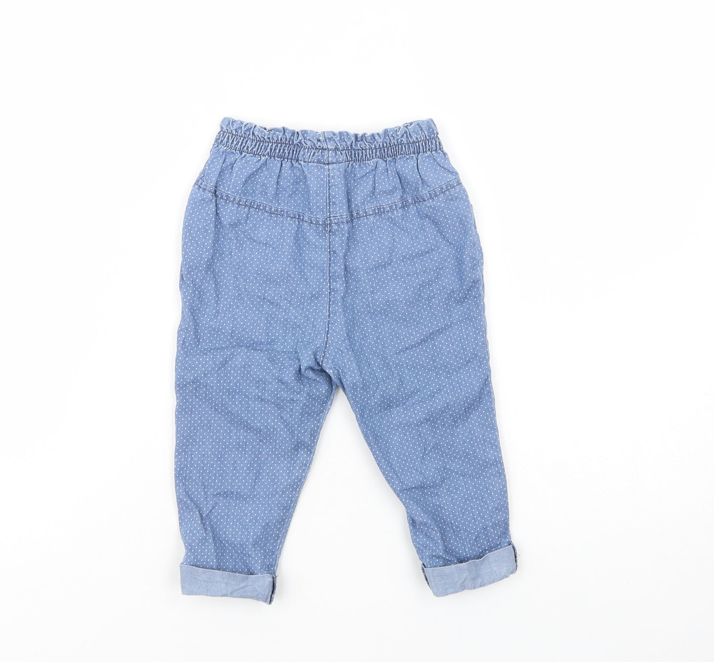 NEXT Baby Blue Polka Dot Cotton Jogger Trousers Size 9-12 Months