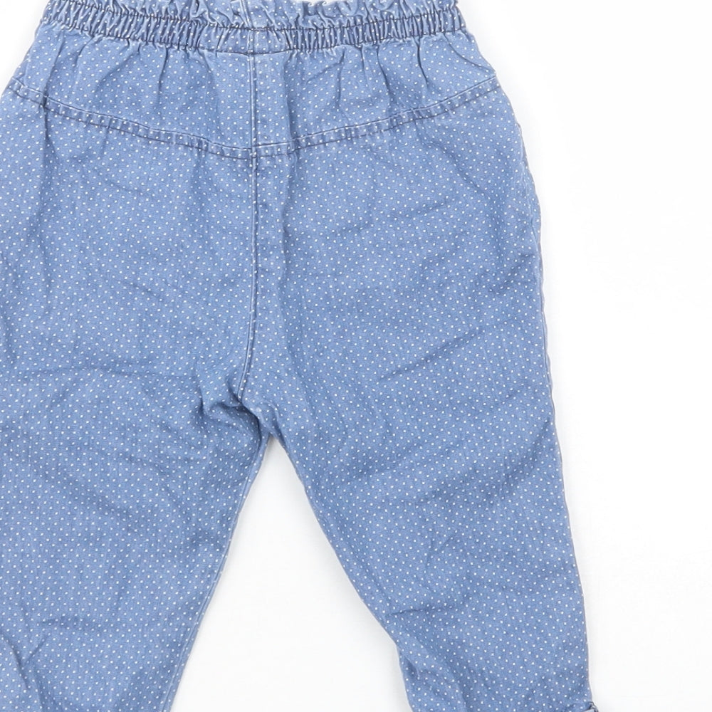 NEXT Baby Blue Polka Dot Cotton Jogger Trousers Size 9-12 Months