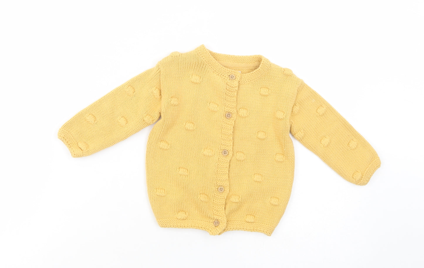 F&F Baby Yellow  Cotton Cardigan Jumper Size 6-9 Months  Button