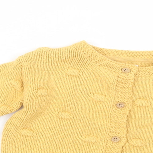 F&F Baby Yellow  Cotton Cardigan Jumper Size 6-9 Months  Button