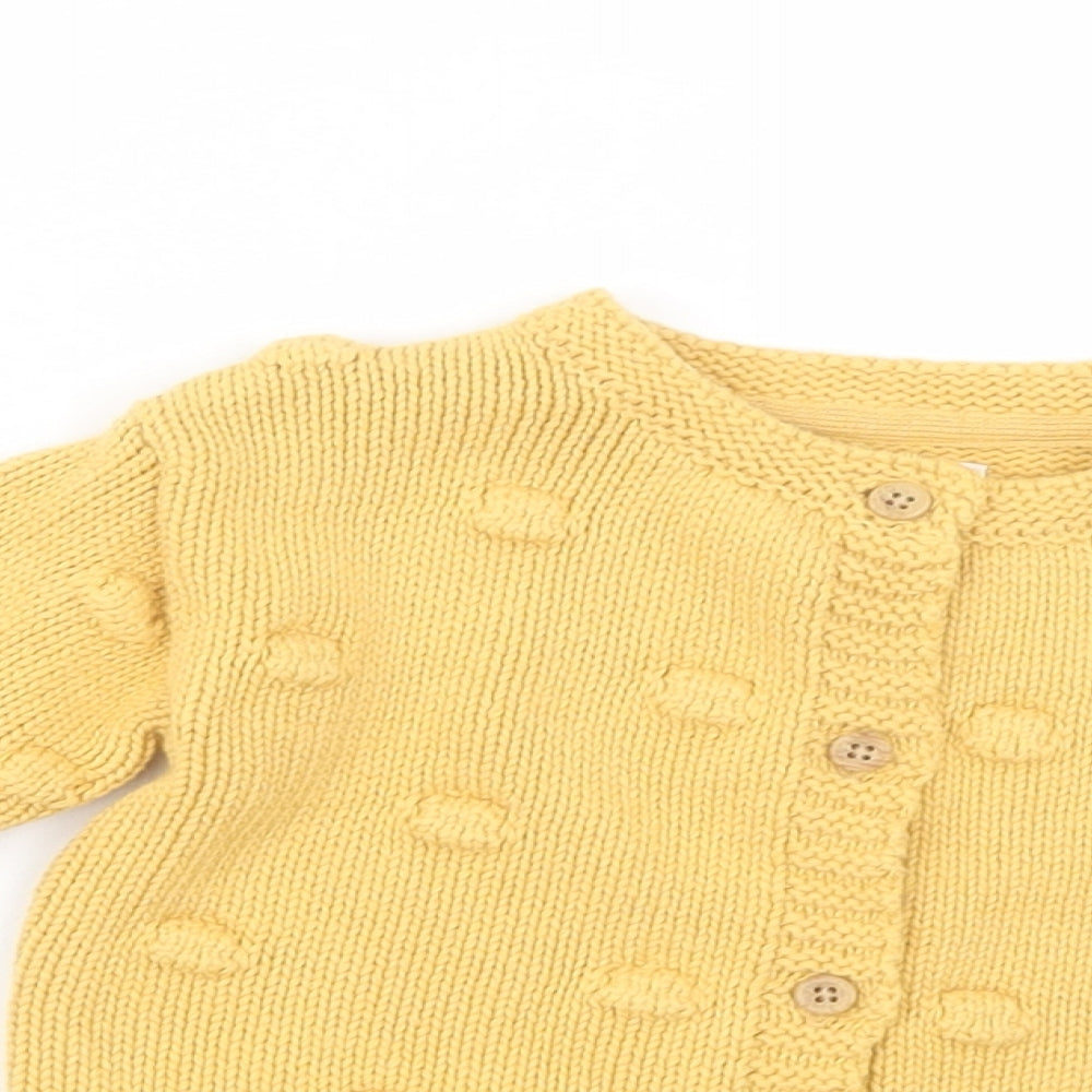 F&F Baby Yellow  Cotton Cardigan Jumper Size 6-9 Months  Button