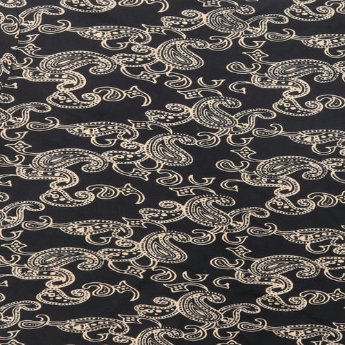 Artacabea Womens Black Paisley Cotton Basic Blouse Size 2XL Crew Neck