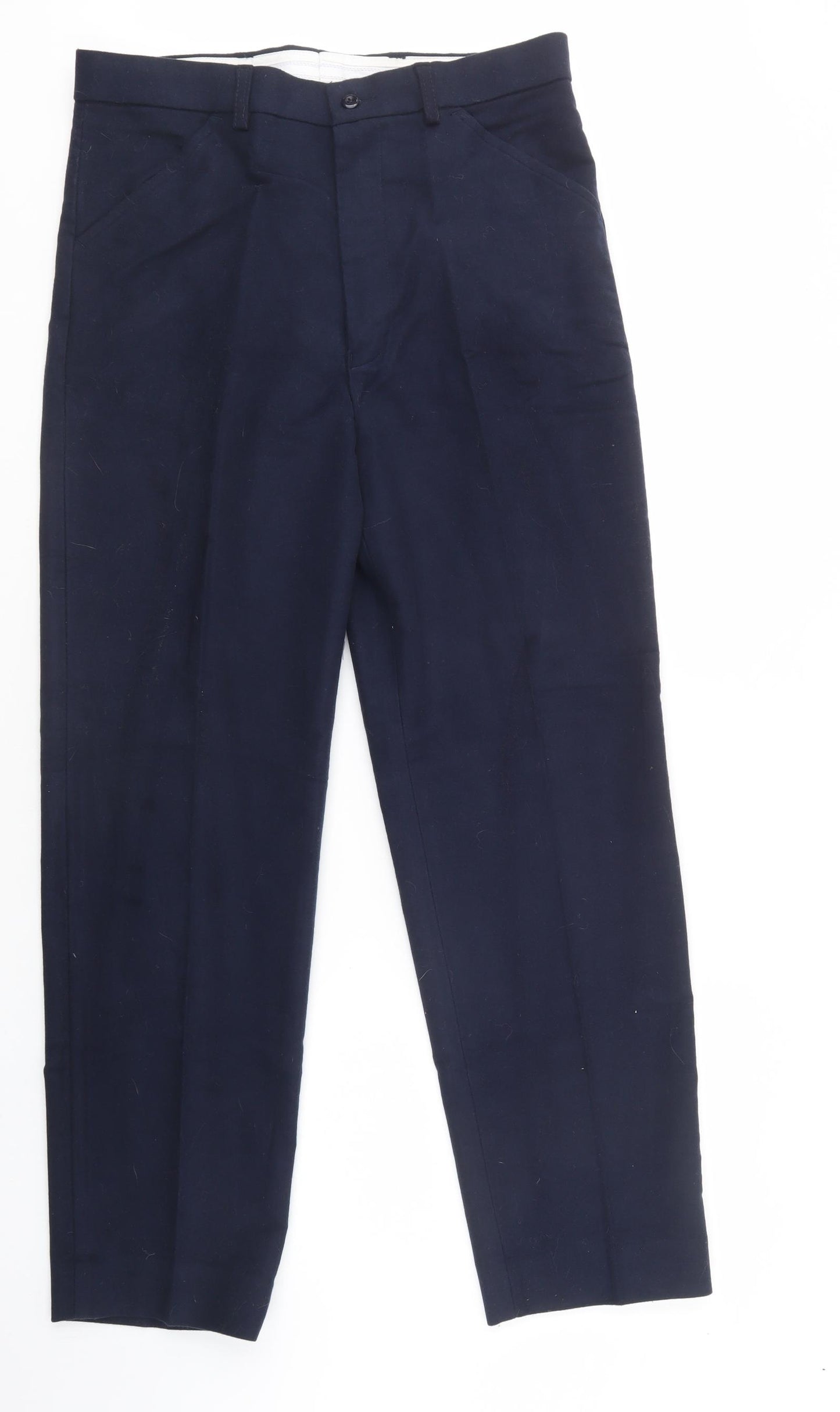 CountryWear Mens Blue  Cotton Dress Pants Trousers Size 34 in L31 in Regular Button