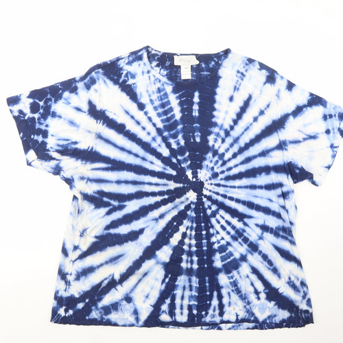 Style Inc Womens Blue  Cotton Basic T-Shirt Size 2XL Crew Neck - Tie Dye