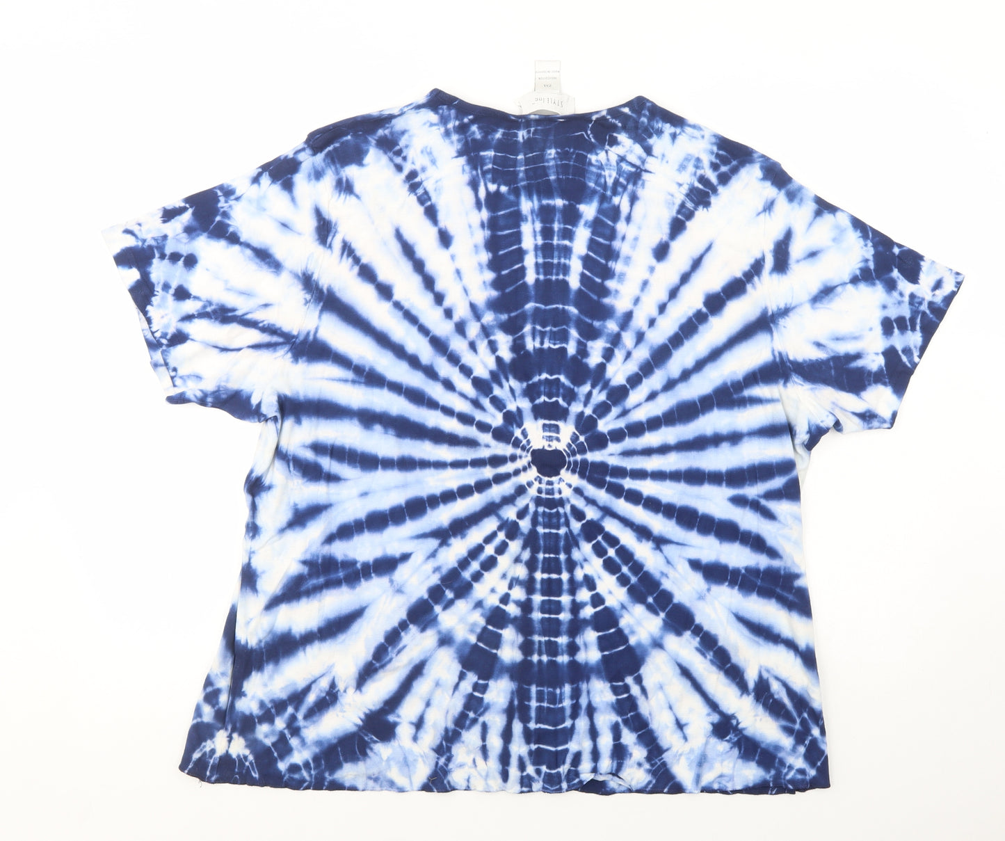 Style Inc Womens Blue  Cotton Basic T-Shirt Size 2XL Crew Neck - Tie Dye