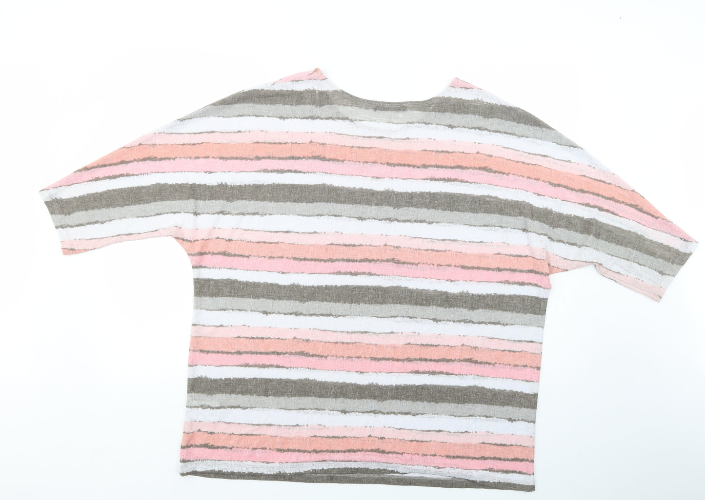 Mr. Max Womens Multicoloured Striped Polyester Basic Blouse Size 2XL Boat Neck