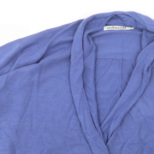 Cashmasoft Womens Blue Collared  Acrylic Cardigan Jumper Size XL