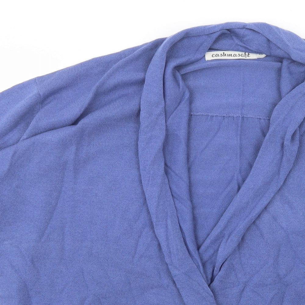 Cashmasoft Womens Blue Collared  Acrylic Cardigan Jumper Size XL