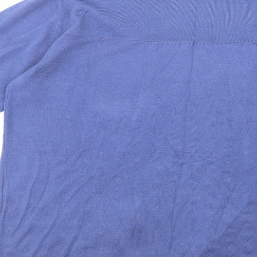 Cashmasoft Womens Blue Collared  Acrylic Cardigan Jumper Size XL