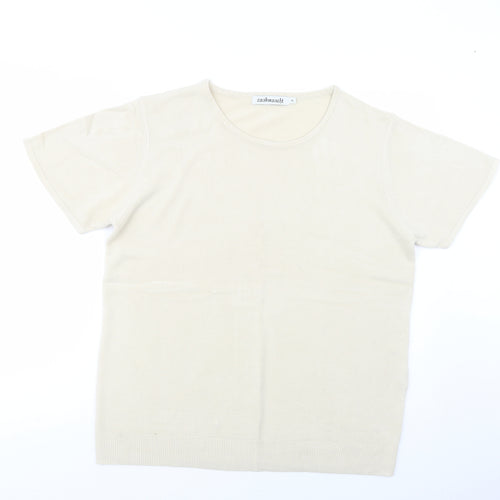 Cashmasoft Womens Beige Crew Neck  Acrylic Pullover Jumper Size XL