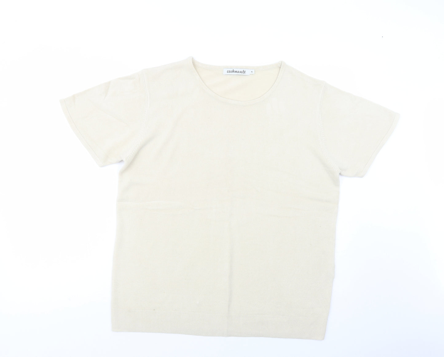 Cashmasoft Womens Beige Crew Neck  Acrylic Pullover Jumper Size XL
