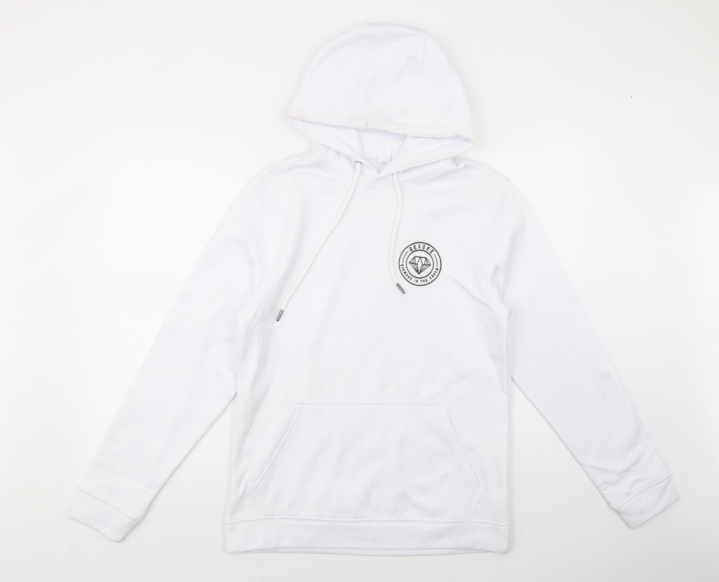 Just Hoods Womens White  Polyester Pullover Hoodie Size S  Pullover