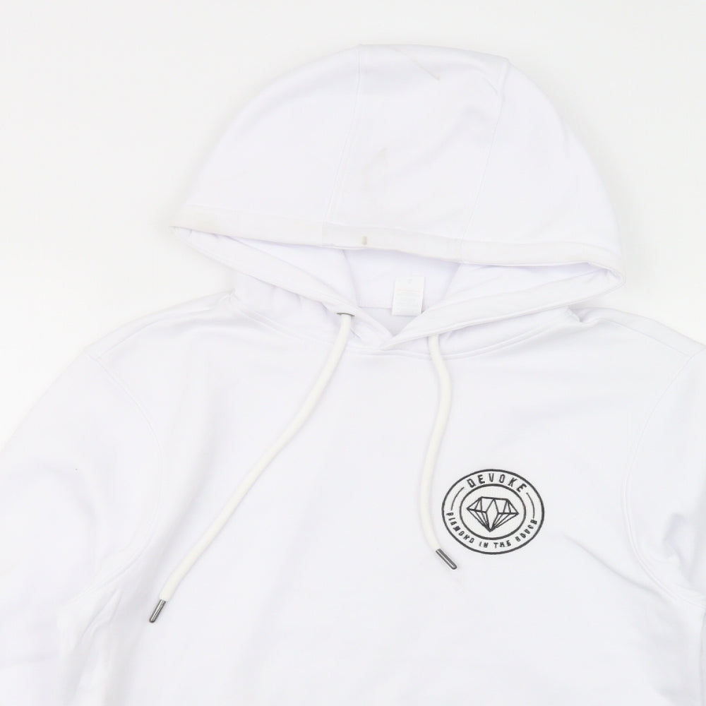 Just Hoods Womens White  Polyester Pullover Hoodie Size S  Pullover